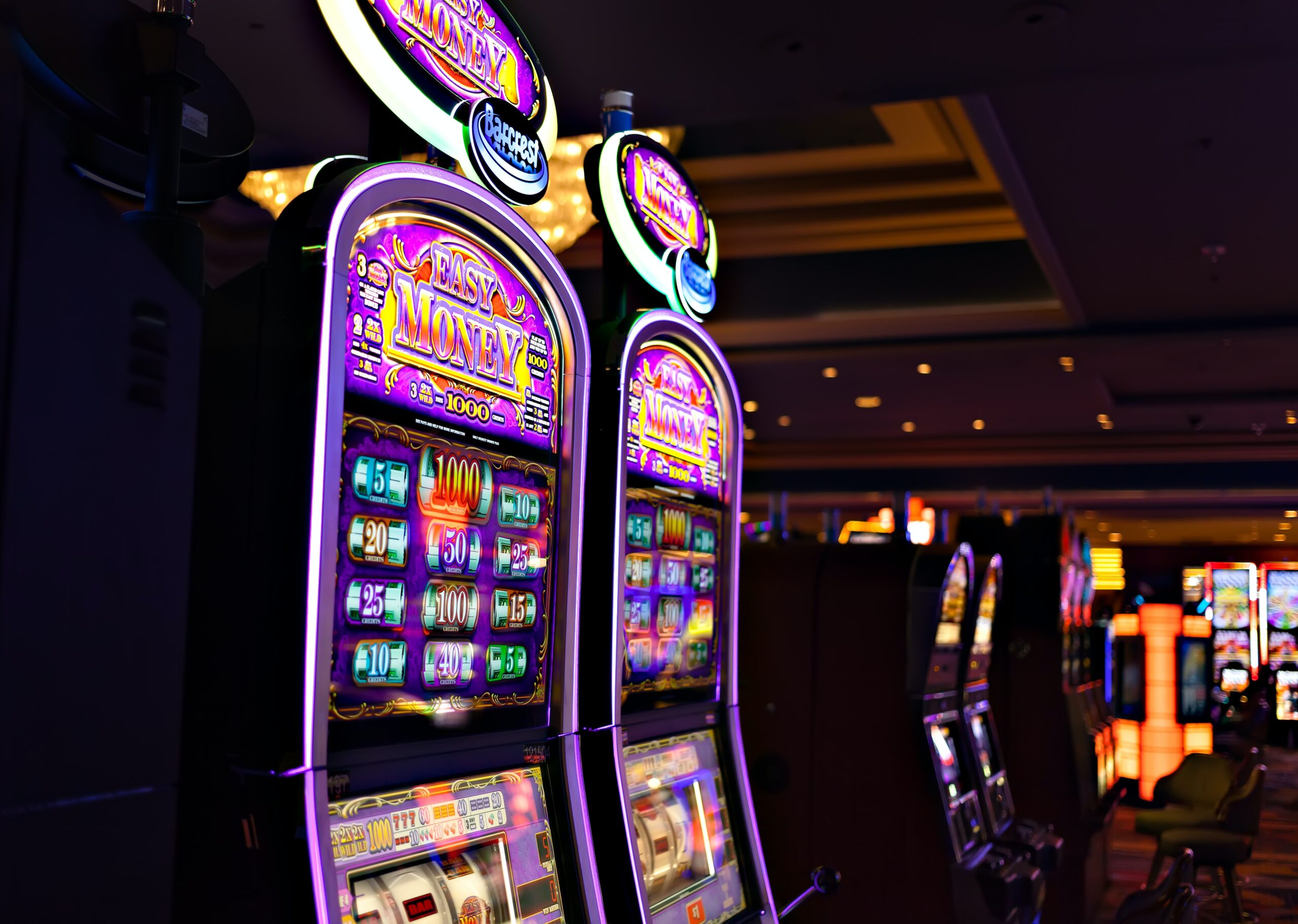 Two Purple Easy Money Slot Machines
